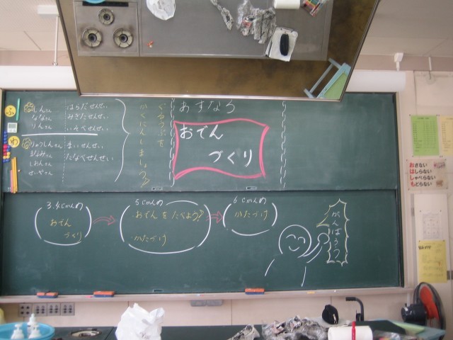 時間の流れの板書の写真