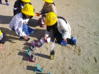 太陽の光で水を温める実験